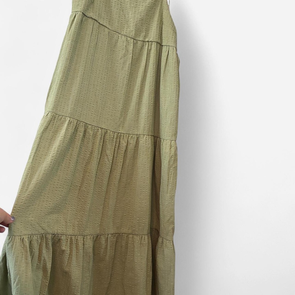 All : Row Olive Green a-line Coquette size Lg maxi dress tiered back cut out - Picture 4 of 8